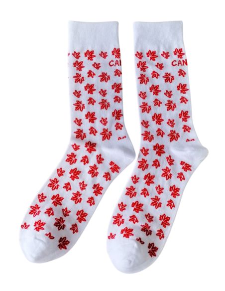 Weiße Socken mit Ahornblatt
