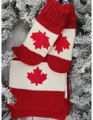 Set Froid "Couleurs Canada" - Echarpe et Mitaines