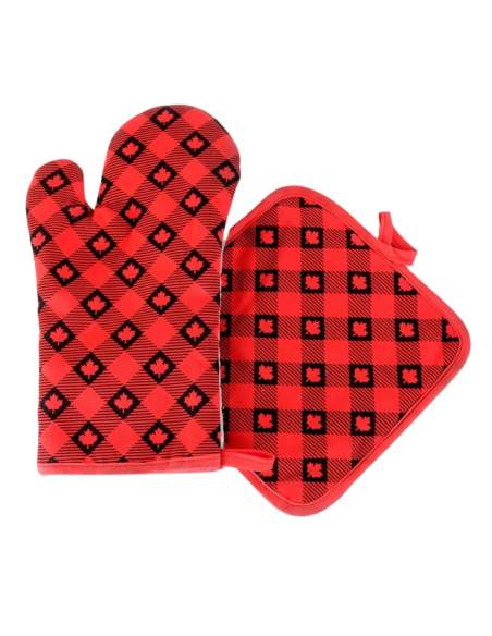 Glove and Manique de Cuisine Rouge à Carreaux