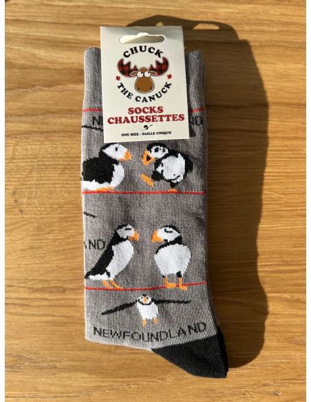 Gray Socks "Puffin Newfoundland"