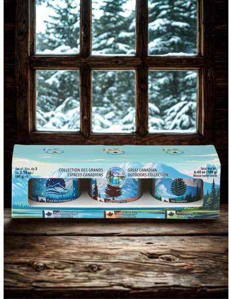 Geschenkset mit 3 Kerzen "Kollektion der großen Weiten Kanadas"