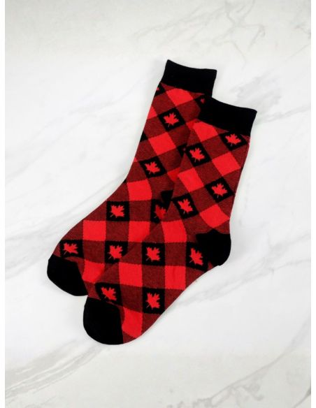 Chaussettes carreaux Feuille d'érable