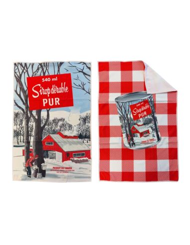 Lot de 2 torchons de cuisine "Sirop d'érable"