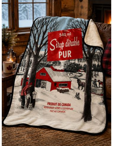 Plaid avec motif de canne de sirop d'érable