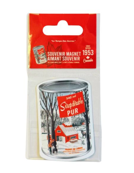Aimant souvenir en forme de canne de sirop d'érable